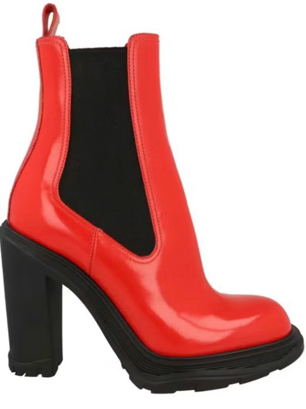 Alexander McQueen Red Platform Chelsea Block Heel Boots Offers Welcome